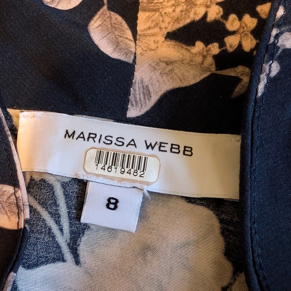 Marissa Webb Faux Wrap Navy And Pink Floral Mini Dress Size 8 Ethereal Boho - Picture 6 of 9
